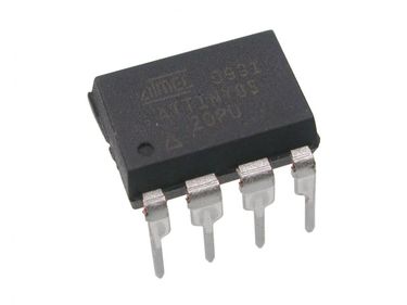 ATtiny85 chip, source: https://solarbotics.com/product/28904/